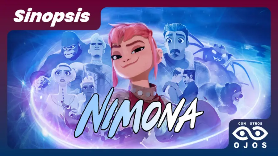 Póster de Nimona (2023) con Nimona y Ballister para sinopsis en Con Otros Ojos TV