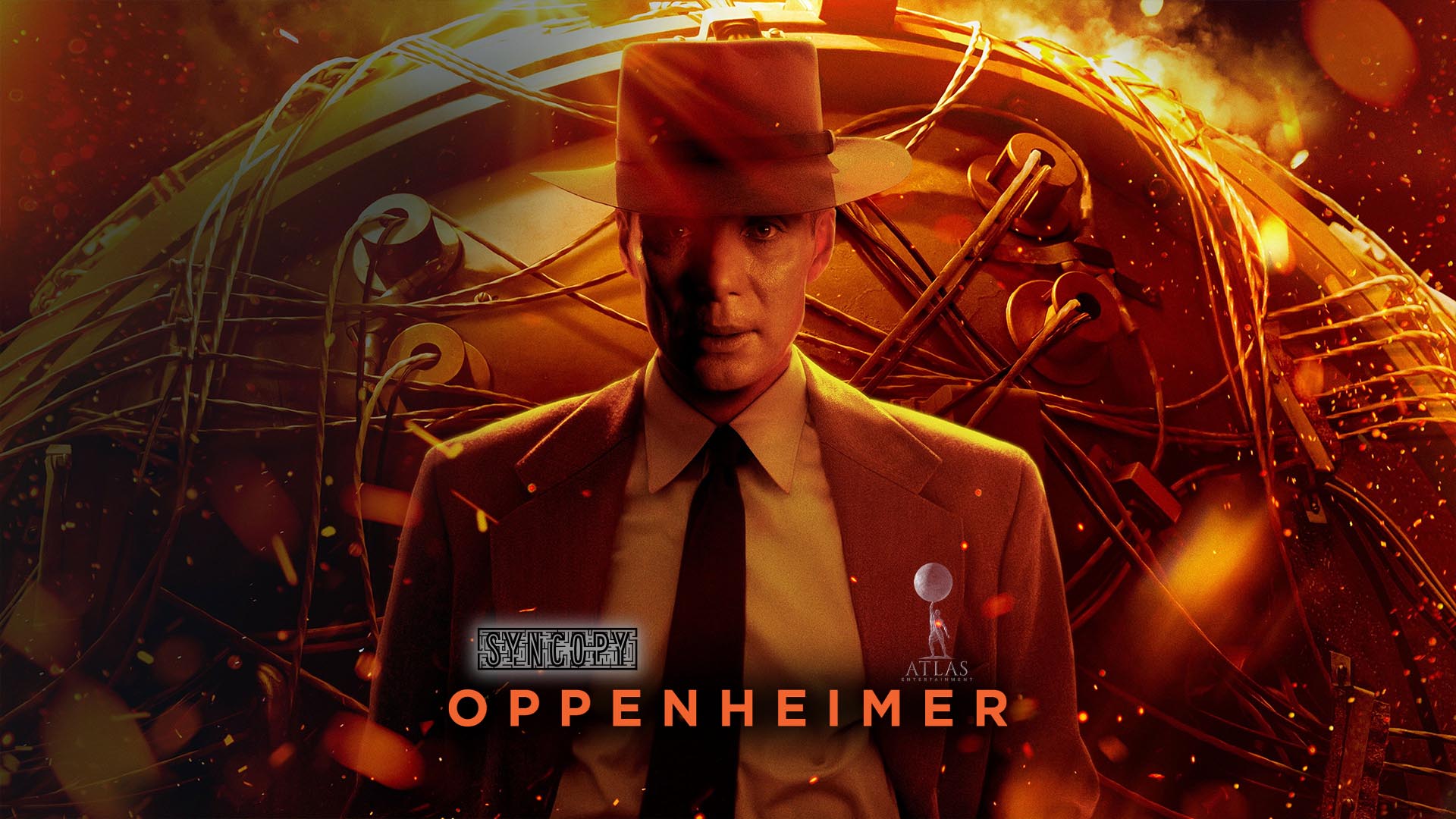 Póster de la película biográfica “Oppenheimer” (2023) dirigida por Christopher Nolan sobre la vida del físico J. Robert Oppenheimer.