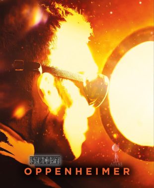 Póster de Oppenheimer (2023) con J. Robert Oppenheimer y tema nuclear histórico